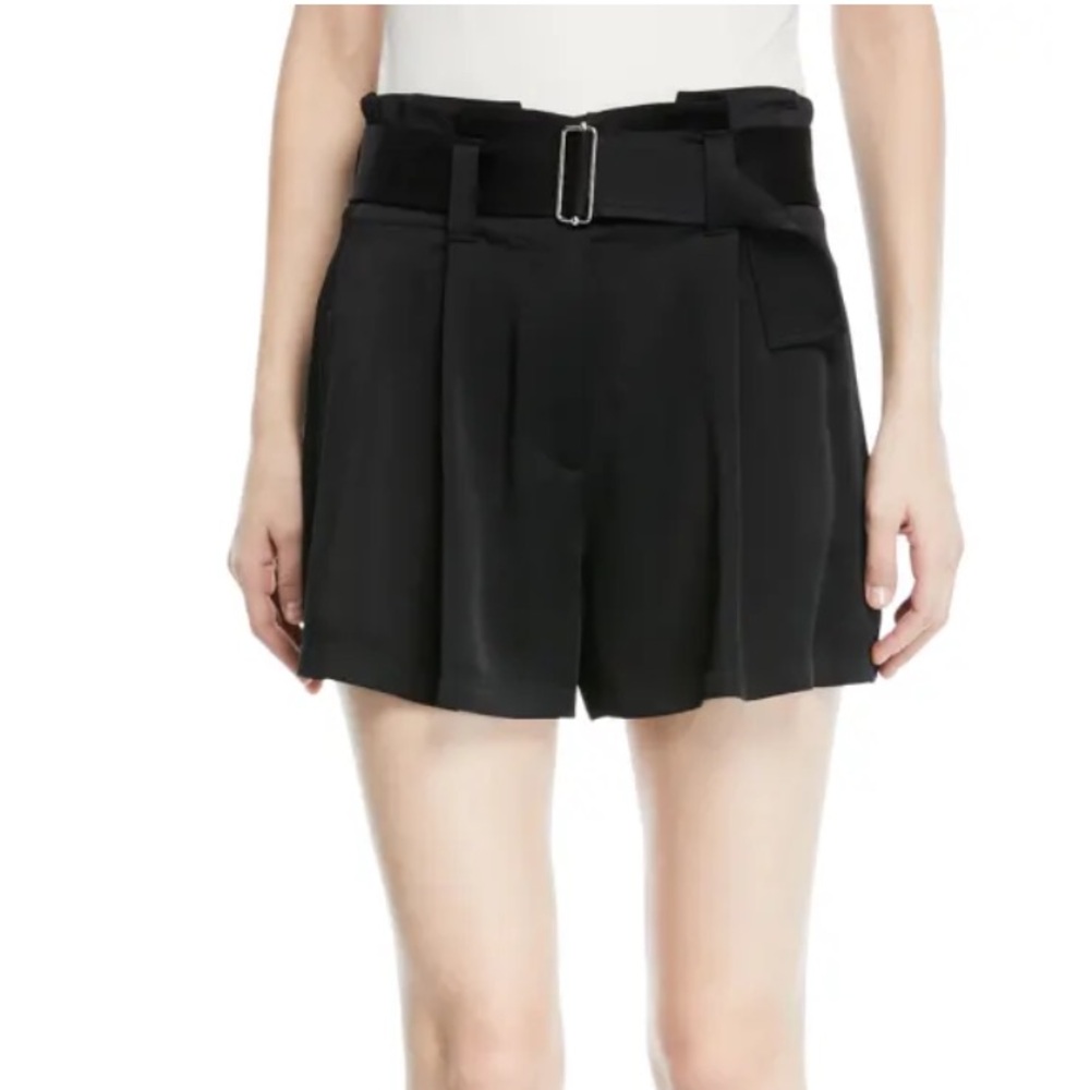 NWOT A.L.C. Black Deliah High-Waist Drapey Satin Shorts, Size 4 - Picture 1 of 5